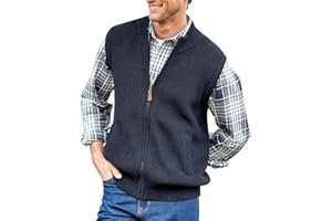 Ryannology Mens Full Zip Up Sweater Vest Knitted Cardigan Slim Fit Casual Warm Sleeveless Outerwear with 2 Pockets