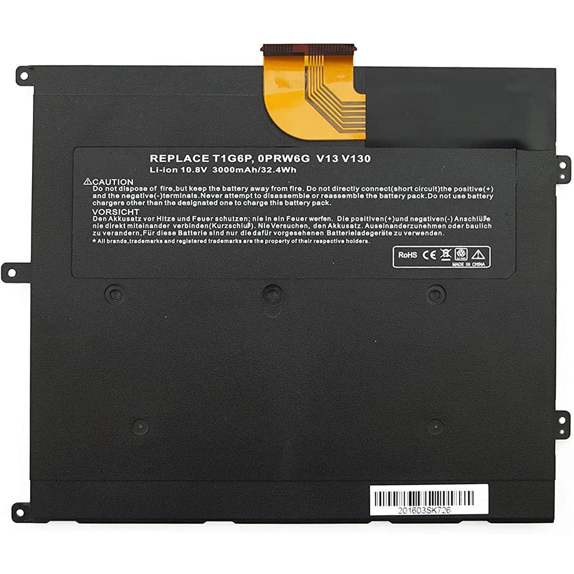 XITAIAN 10.8V 32.4Wh 3000mAh Replacement Battery for Dell 0449TX 0NTG4J 0PRW6G PRW6G T1G6P Vostro V13 V130 V1300 V13Z