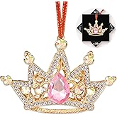 FurniGift Crown Christmas Ornaments - Metal Crown with Rhinestones Ornaments for Christmas Tree,Keepsake Gifts for Girls Women Friends Sisterhood Kids