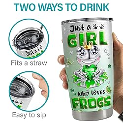 SANDJEST Frog Tumbler 20oz Girl Who Loves Frogs Cup