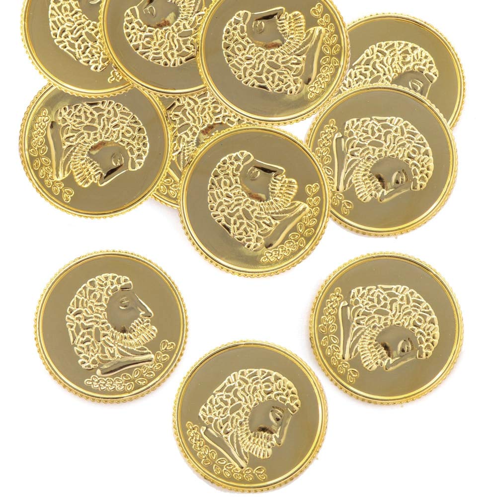 Baker Ross Treasure Coins (Pack of 50) Plastic Gold Coins for Treasure, Prizes and Gifting Perfect for a Pirate Party Theme
