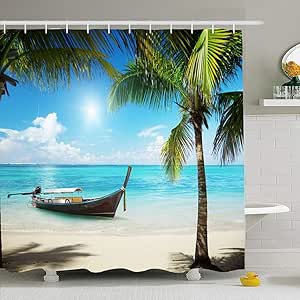 Conjunto de cortina de ducha con ganchos Calma Recipiente de coco