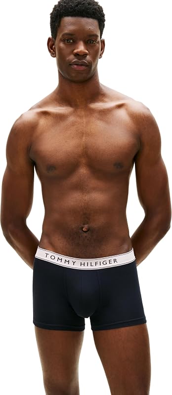 Herren 3er Pack Boxershorts Trunks aus Baumwolle mit Stretch, Schwarz (Ple Pnk/Ant Slver/Aeg Sea), XL
