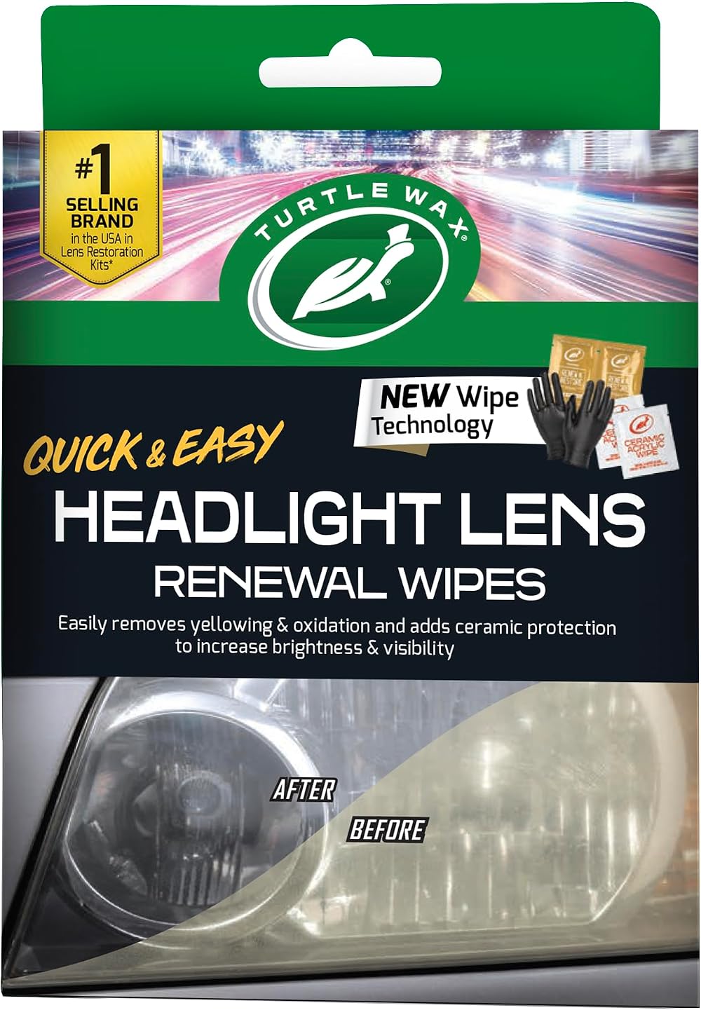 Turtle Wax Headlight Restoration Wipes Ceramic UV Protection Easy No-Tool