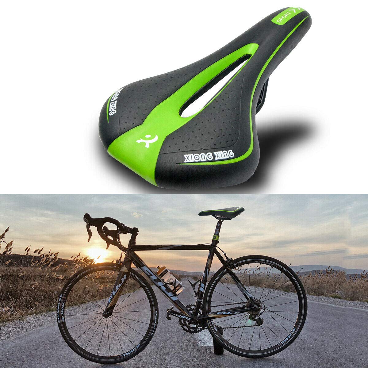 HugeAuto Mountain Bike Saddle, Gel Comfortable Soft Bicycle Seat for Men & Women, Suitable for MTB Mountain Bike, Road Bike, 27.5 x 14.5cm (L x W)