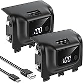 YUANHOT Rechargeable Battery Pack for Xbox Series X/S, LED Display 2 Pack 5180mWh Fast Charging for Xbox Controller Battery Pack, Remote Play and Charge Kit for Xbox Series X/S Accessories