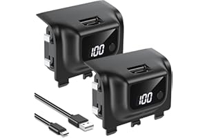 YUANHOT Rechargeable Battery Pack for Xbox Series X/S, LED Display 2 Pack 5180mWh Fast Charging for Xbox Controller Battery Pack, Remote Play and Charge Kit for Xbox Series X/S Accessories