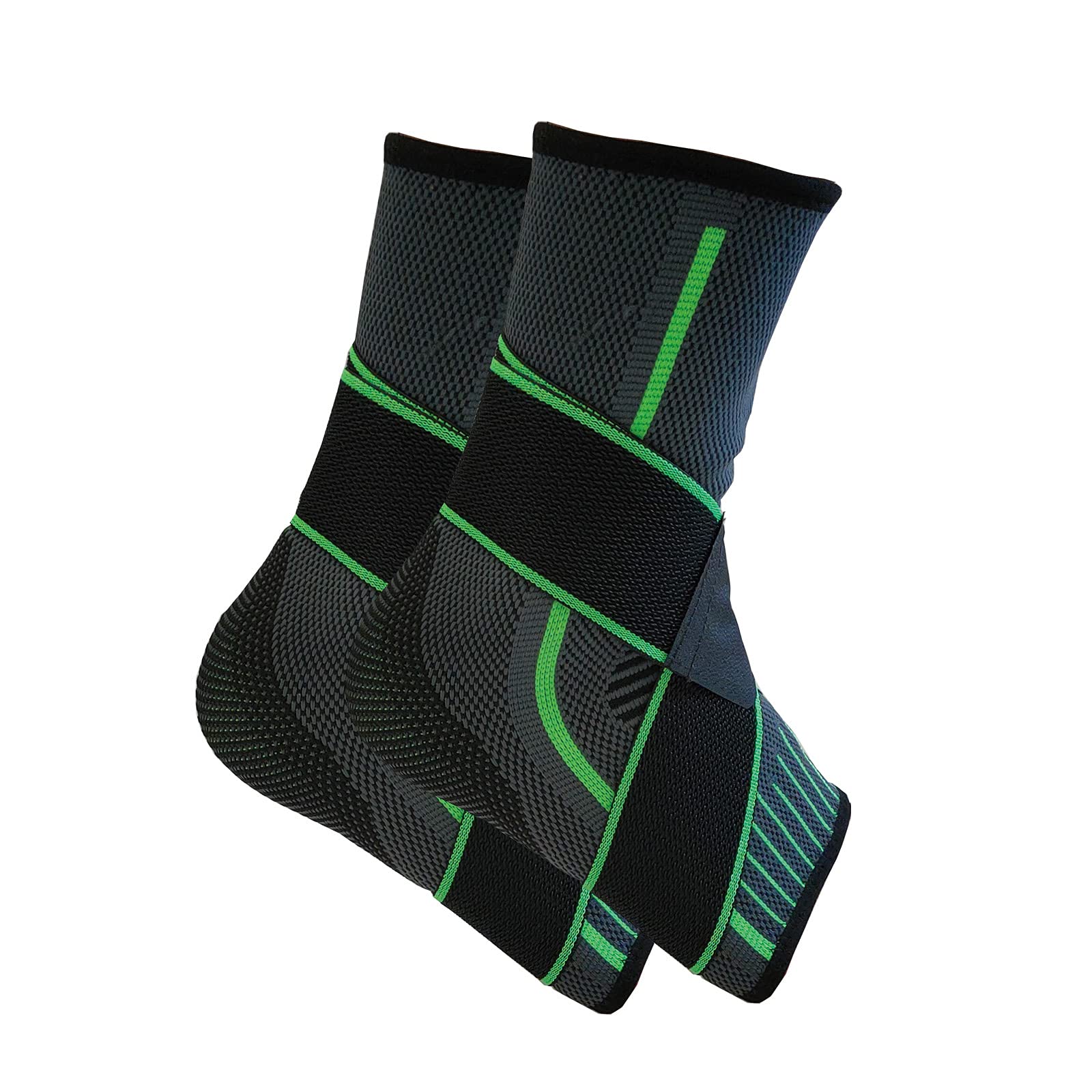 yuxiaoshi Adjustable Ankle Brace 2 Pack, Elastic Compression Ankle Support for Ligament Damage, Weak Ankles Achilles Tendon, Sprained Ankle - Green