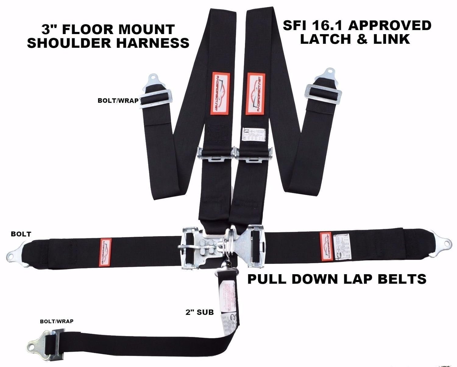 Auto Racing Safety Equipment 2 FLOOR MOUNT 3 POINT HARNESS SEAT BELT