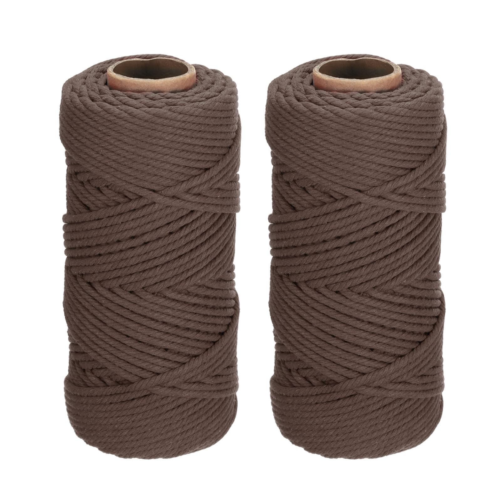 DMiotech 2 Pack 4mm x 80M (87 Yard) Brown Natural Cotton Macrame Rope, Wall Hanging Handmade Single Strand Macrame Cord for Plant Hangers, Gift Wrapping Wedding