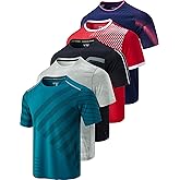 5 Pack Men’s Active Quick Dry Crew Neck T Shirts | Athletic Running Gym Workout Short Sleeve Tee Tops Bulk