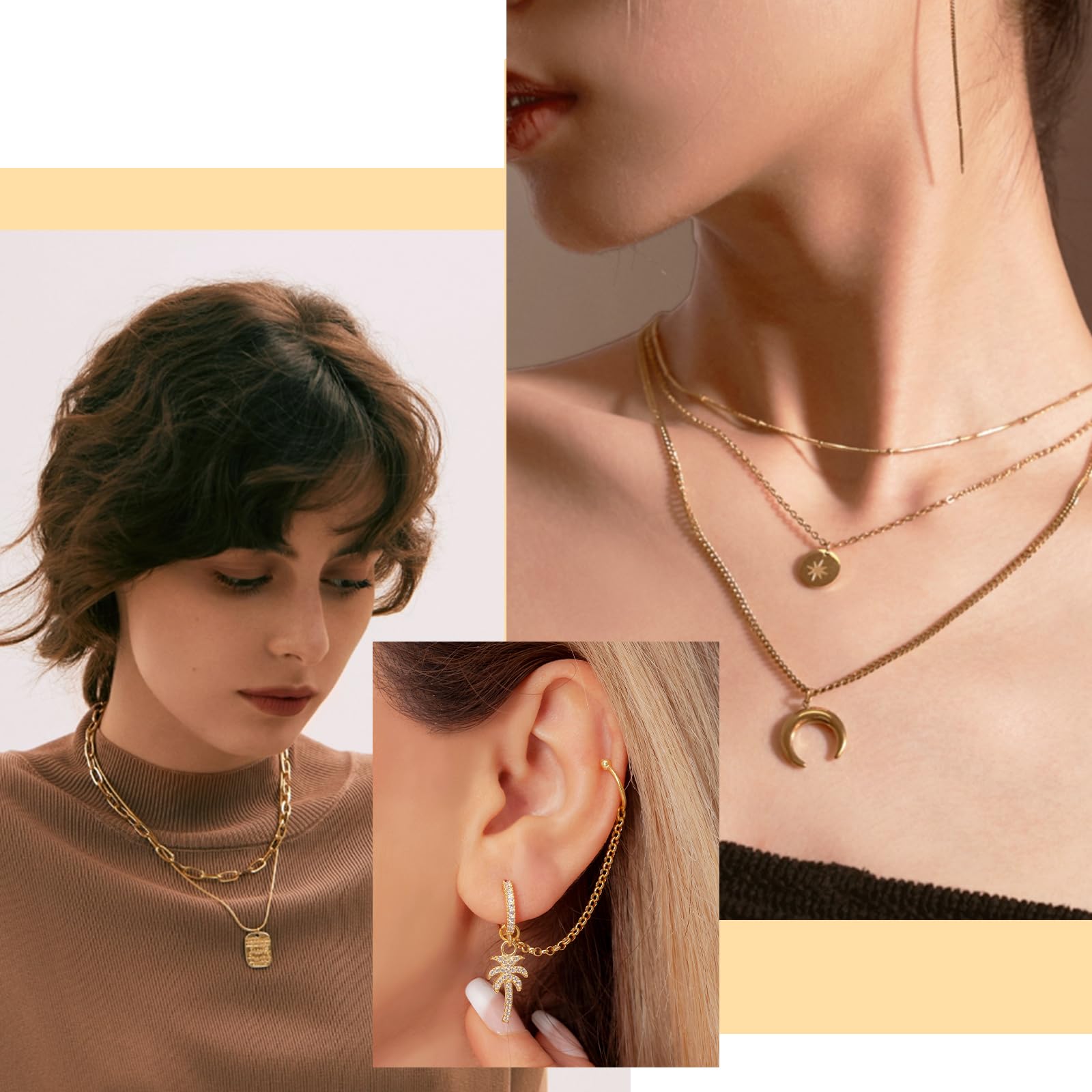 Ecoofor 18k Gold Necklace Chains for Jewelry Making, 39.3 Feet 6 Rolls Bracelet Chains for DIY,6.5Feet Each Style, Gold Chain with Jump Rings/Lobster Clasps/Connectors