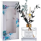 KBHOMFRA Reed Diffuser Set with Flower, 4.05oz Pure White Gardenia Scent Diffuser Stick of Fragrance Essential Oil,for Bathroom Diffuser Home Bedroom Office Décor