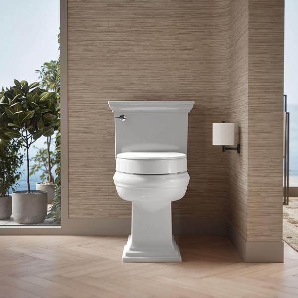 KOHLER 25875-0 HYTEN 3″ HEIGHT, ELEVATED SOFT CLOSE ELONGATED TOILET SEAT, CONTOURED SEAT WITH GRIP-TIGHT BUMPERS, QUICK-ATTACH HARDWARE, NO SLAM TOILET SEAT, WHITE