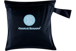 Charlie Banana Reusable Waterproof Tote Bag - Travel Baby Wet and Dry Cloth Diaper Organiser, Black/Blue