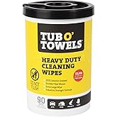 Tub O' Towels TW90 Heavy-Duty 10" x 12" Size Multi-Surface Cleaning Wipes, (10" x 12" wipes) Per Canister, Pack of 1, 90 Count Total