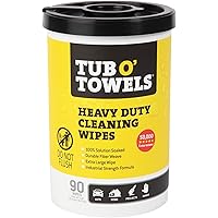 Tub O Towels TW90 Heavy-Duty 10" x 12" Size Multi-Surface Cleaning Wipes, 90 Count Per Canister