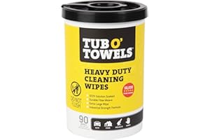 Tub O Towels TW90 Heavy-Duty 10" x 12" Size Multi-Surface Cleaning Wipes, 90 Count Per Canister