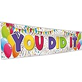 You Did It Banner- Congratulations Banner 6 x 1.3ft - Well Done - We Are So Proud Of You Decorations - Happy Graduation for Prom - 180x40 cm (White)