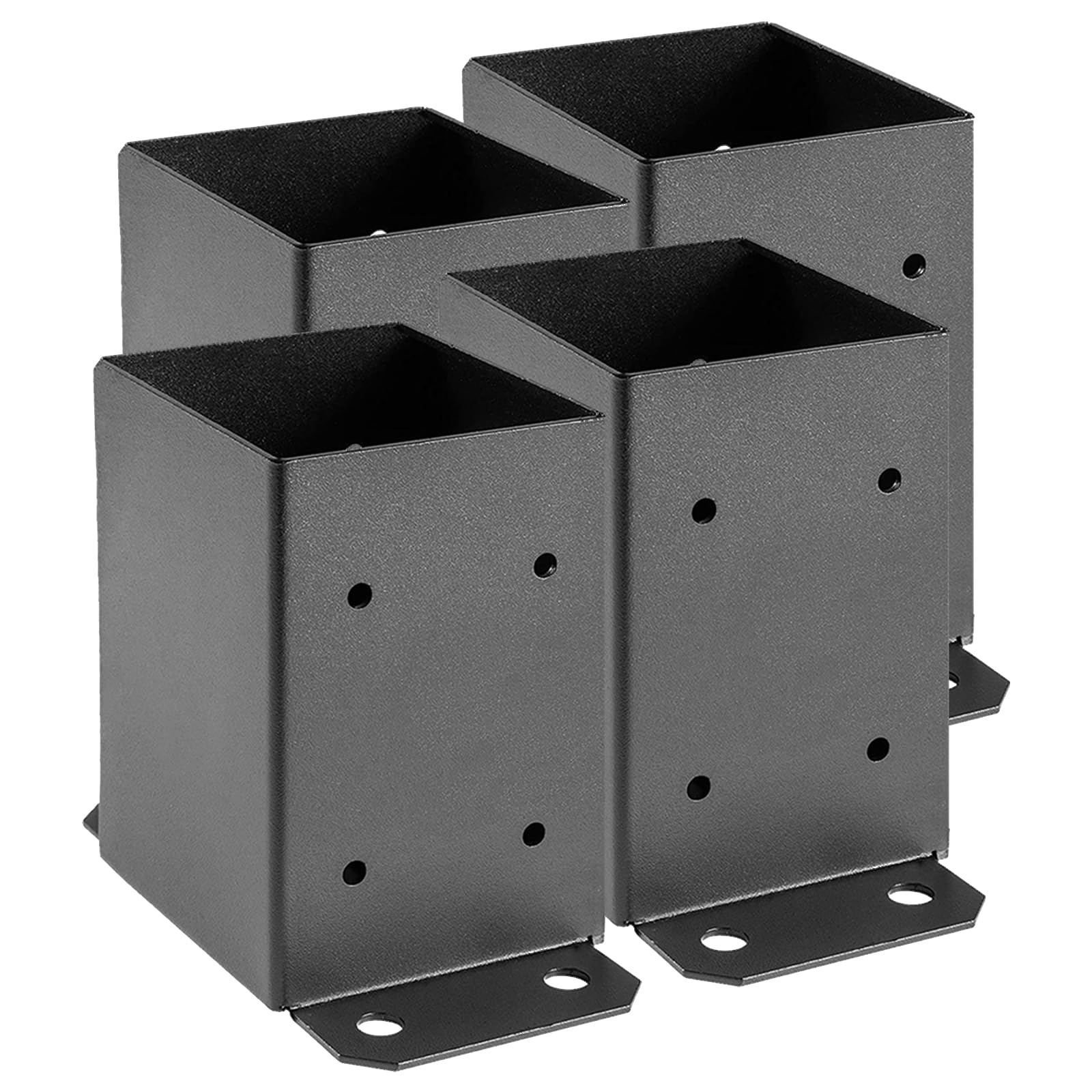 Photo 1 of SPACEEUP 4x4 Post Base 4 Pcs, Inner Size 3.6"x3.6" Deck Post Base, Heavy Duty Wood Post Brackets, Metal Black Decking Post Anchor for Deck Porch Railing Support