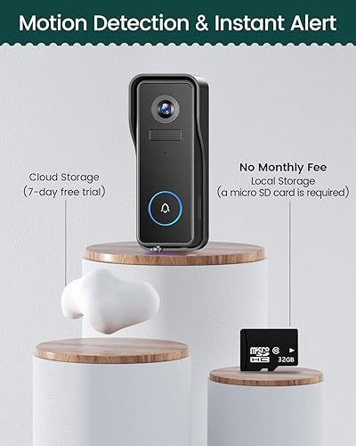 Sd Card Ring Doorbell Camera Monthly Fee Safe Door Bell 1080P - Main Image