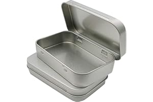 Hulless 2 Pcs Metal Hinged Tin Box Container Mini Portable Small Storage Container Kit with Lid for Home Storage 3.7x2.3x0.8 inch, Silver