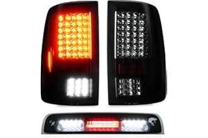 Tresound Tail Light + 3rd Brake Cargo Lamp for Dodge Ram 1500 2009-2010, Ram 2500 3500 2010, Ram 1500 2500 3500 2011-2018, NOT Compatible w/Original LED model, only fit Factory Halogen Model