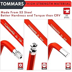 TOMMARS Hex Key Set Magnetic Ball End S2 Steel With