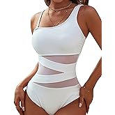 Blooming Jelly Women's Sexy One Piece Bathing Suits One Shoulder Swimsuits Slimming Mesh Swimwear