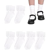 Witwot Ruffle Socks for Girls Kids Toddler Turn Cuff Dress School Uniform Sock
