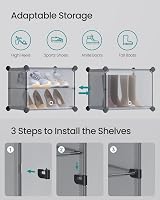 SONGMICS Interlocking Shoe Rack 10 Slots Plastic Cabinet with Doors view 4