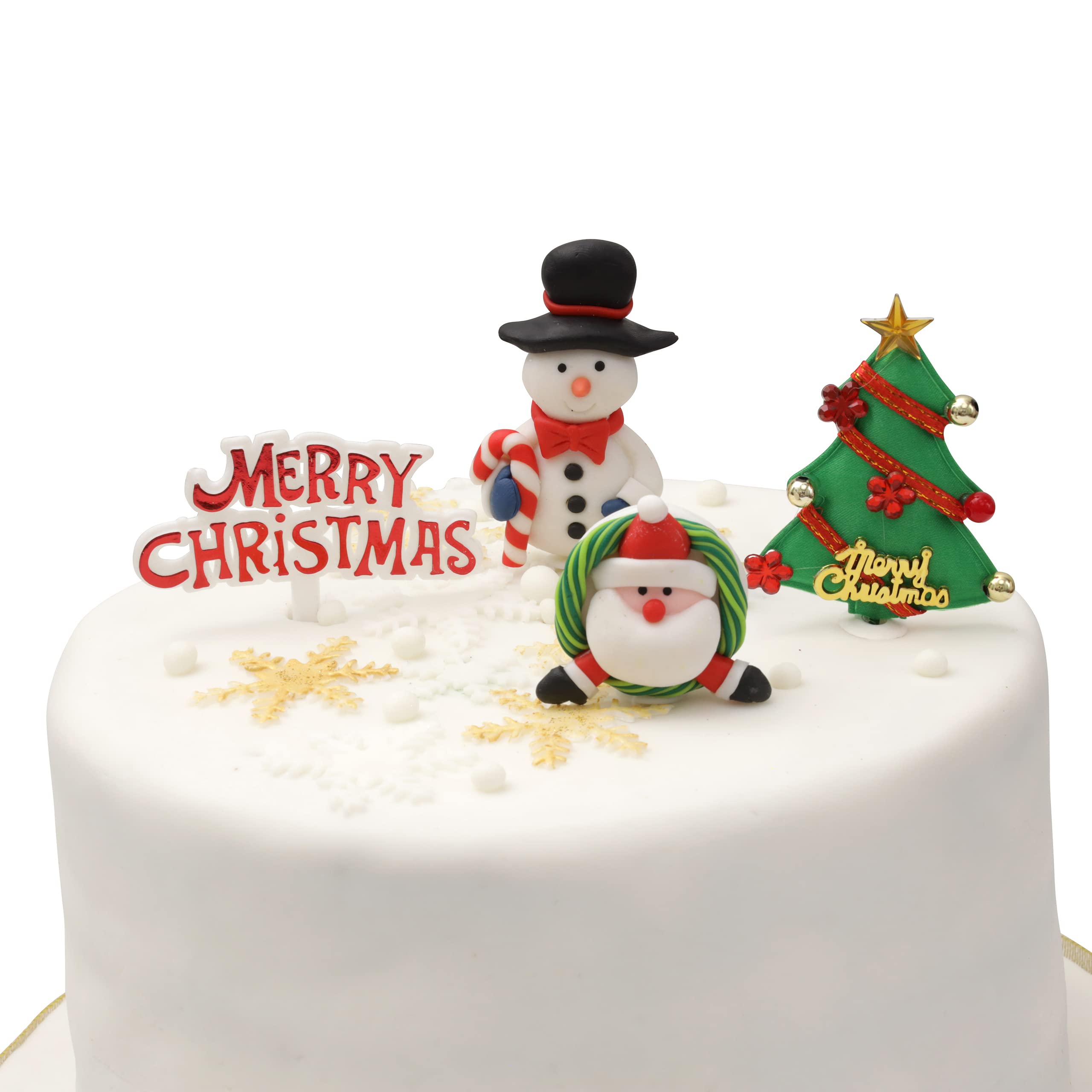 Christmas cake decorations toppers snowman tree Christmas sign 4 piece kids set luxury cupcake topper (4 Kids)