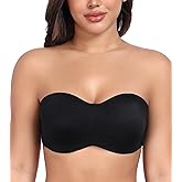 DotVol Women's Seamless Bandeau Unlined Underwire Minimizer Strapless Bra for Large Bust