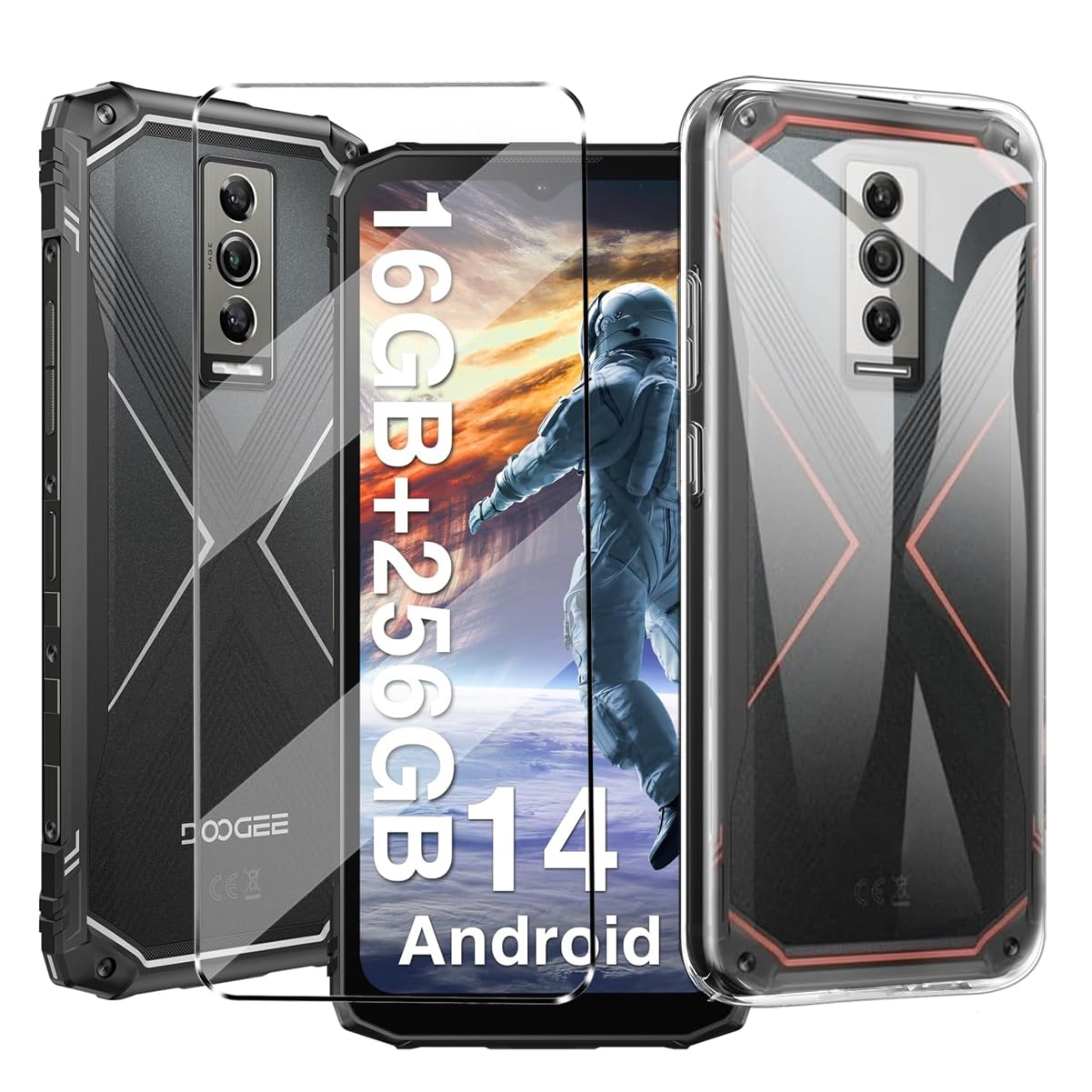 HuiYouMY 2-in-1 Case Compatible with Doogee Blade 10 Pro Cover with 1 Pack Tempered Glass Screen Protector for Doogee Blade 10 Pro, Slim Fit Soft TPU Shockproof Anti-Scratch Phone Case Cover - Clear