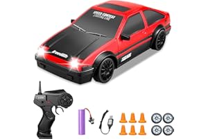 YUAN PLAN RC Drift Car, Mini RC Drift Car for Adults 1:24 Remote Control High Speed Race Drifting Cars, 2.4GHz 4WD Racing Hobby Toy Car with Headlight for Boys and Girls and Adults (Red)
