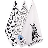 DII Everyday Pets Kitchen Collection Absorbent Dishtowel Set, 18x28, Dog Print, 3 Count