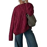 ZAFUL Cable Knit Sweaters for Women Crewneck Casual Knit Pullover Sweater Long Sleeves Jumper Tops