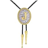 GelConnie Western Ties for Men Gold Bolo Tie Initial Letter A to Z Native American Bola Ties Cowboy Accessories for Men Women