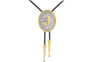 GelConnie Western Ties for Men Gold Bolo Tie Initial Letter A to Z Native American Bola Ties Cowboy Accessories for Men Women