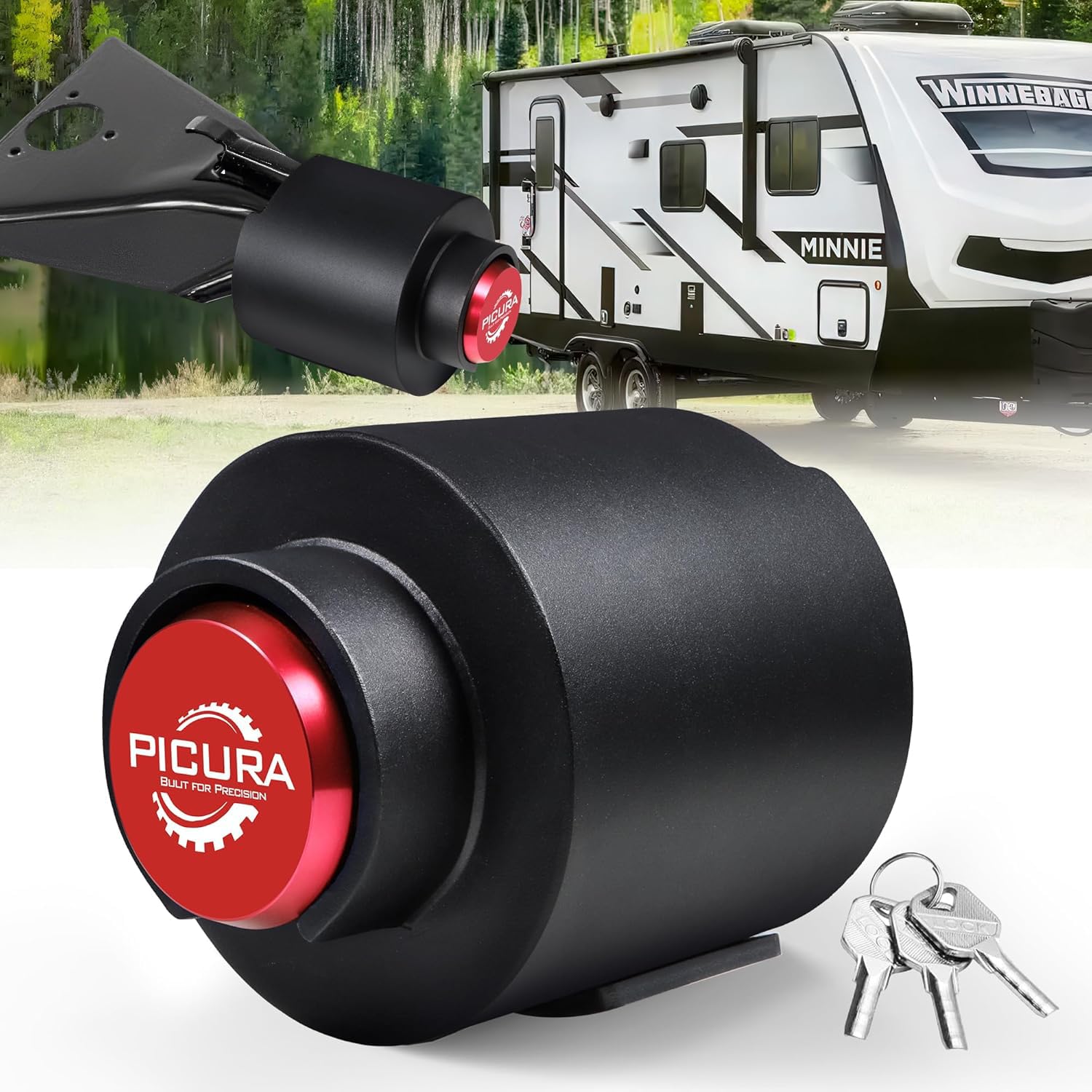 Photo 1 of 2025 Upgraded Trailer Hitch Locks Fits 2 5/16 Inch Coupler, Heavy Duty Trailer Lock, Anti-Theft Trailer Coupler Lock for RV, Trailer, Boat, Pickup(Red)