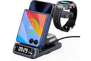 Wireless Charging Station for Z Flip 7/7 FE/6/5/4/3, 3 in 1 Wireless Charger for Galaxy Watch 8 Classic/8/Ultra/7/FE/6/5/Buds