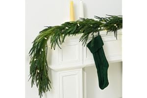TRYTUNY Artificial Norfolk Pine Garland for Christmas Decorations, Realistic Faux Greenery Garlands for Holiday Mantle Stair Indoor Outdoor Decor