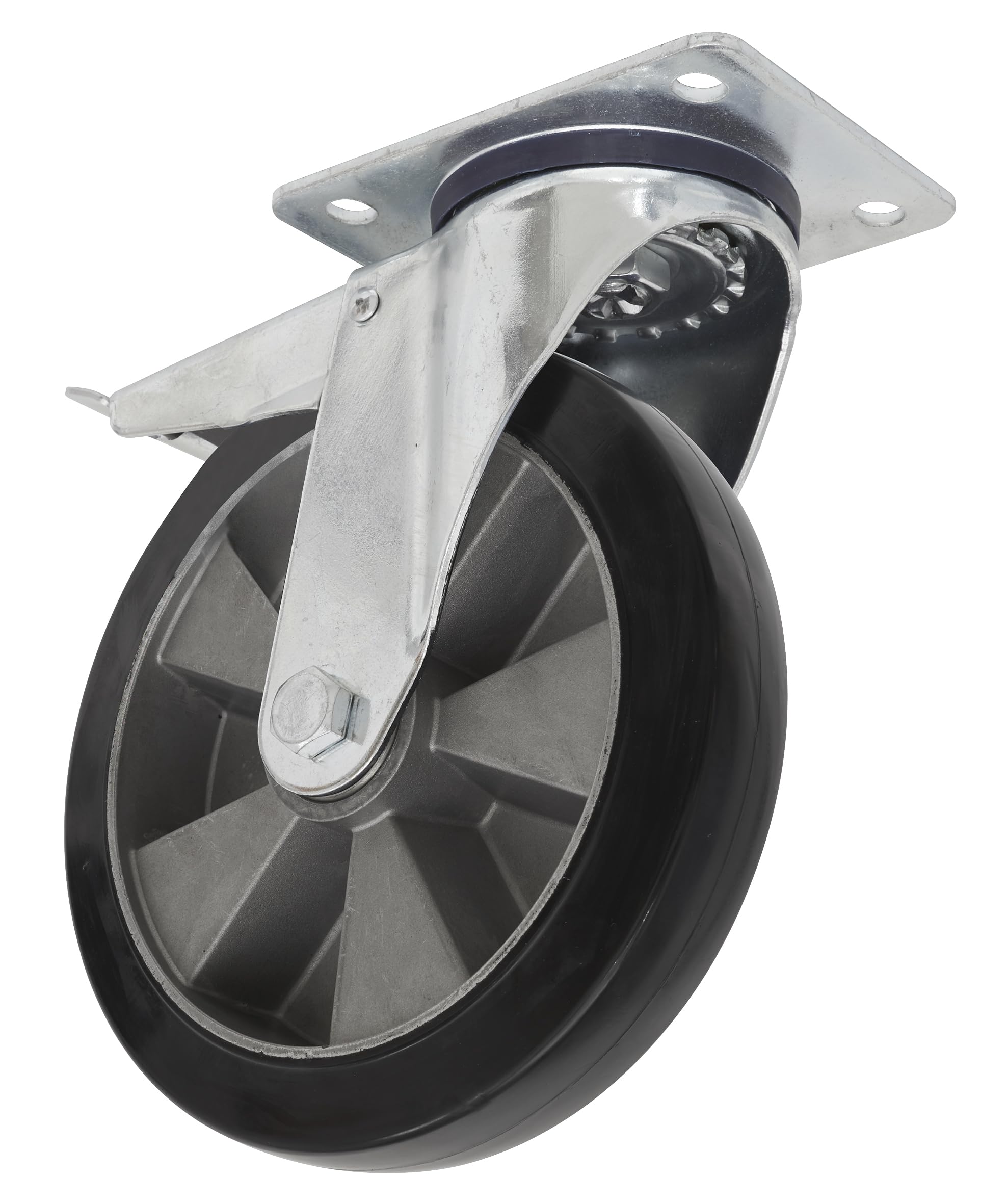 Ø152mm Heavy-Duty Rubber Castor Wheel Swivel with Total Lock - Trade