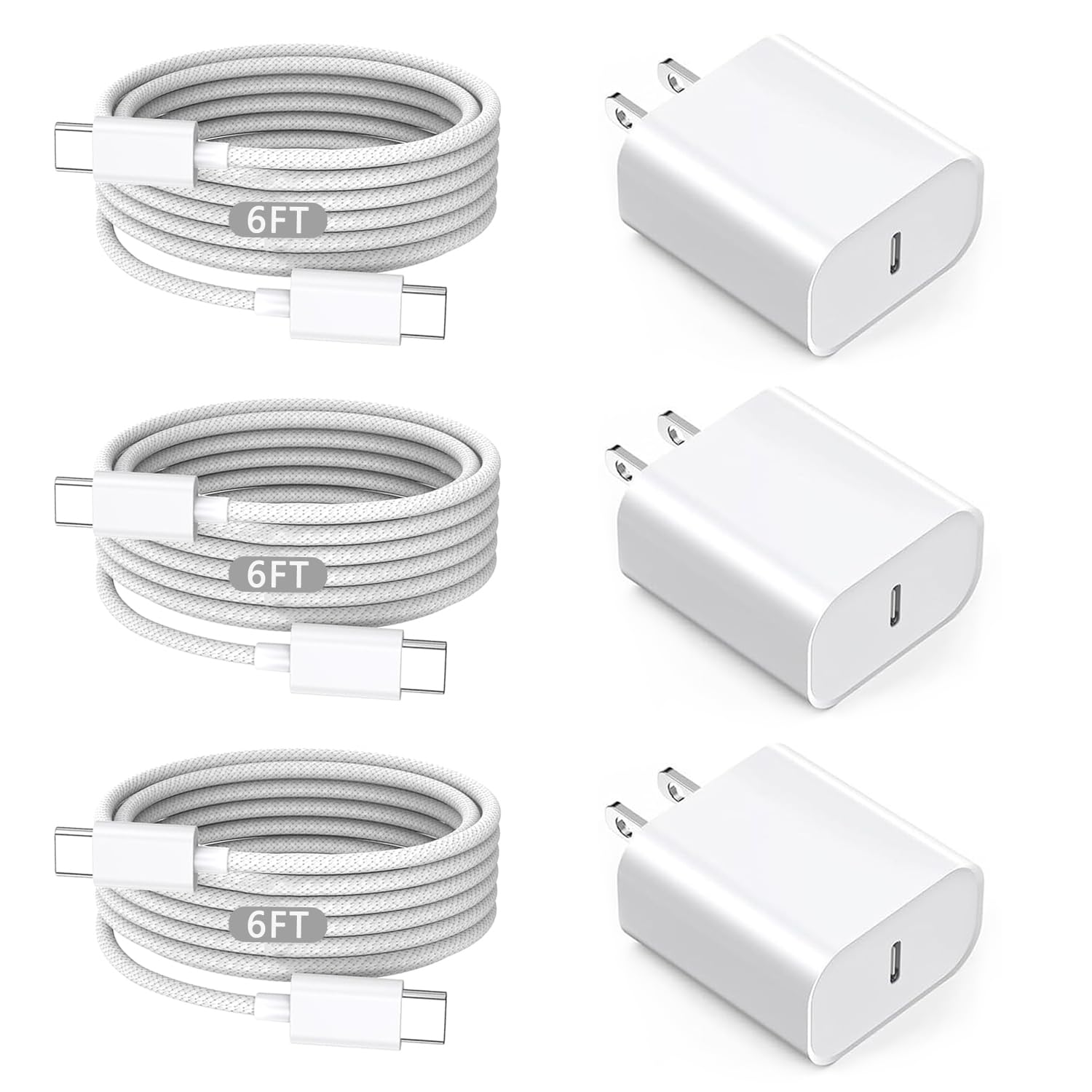 Photo 1 of [Apple MFi Certified] iPhone Charger Fast Charging,6FT 3Pack Fast USB C Wall Chargers Plug Adapter USB C to C Cable Cord for Apple iPhone 17E/17/17 Pro/17 Pro max/Air/16/16 Pro Max/15,iPad Pro,Airpods
