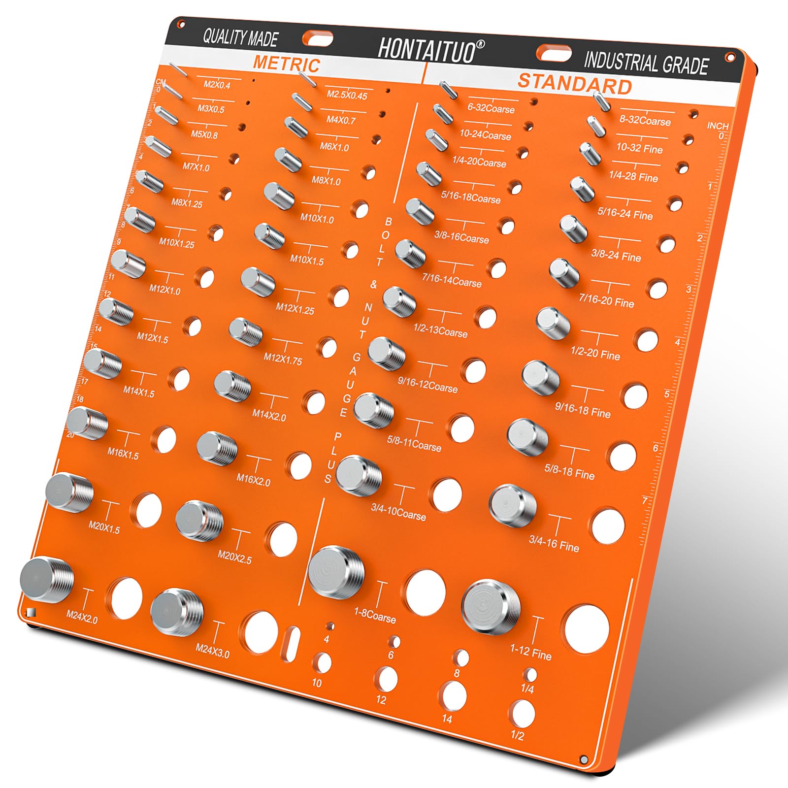 Photo 1 of 54 Nut and Bolt Thread Checker Standard and Metric,Bolt Size and Thread Gauge with 22 Standard & 24 Metric Bolt & 8 Drill Bit Gauge,Bolt and Nut Identifier Gauge