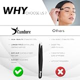 Candure Slanted Tweezers Stainless Steel with Leather Pouch view 6