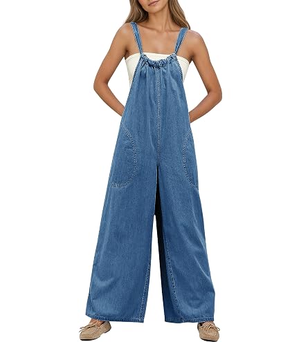 Amazon.com: chouyatou Women's Summer Casual Adjustable Strap Denim