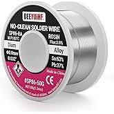 BEEYUIHF Solder Wire Sn63 Pb37 No Clean Tin Lead Rosin Core, Content 2% Solder Flux (0.8mm 50g)