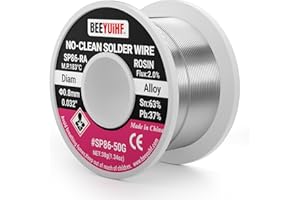 BEEYUIHF Solder Wire Sn63 Pb37 No Clean Tin Lead Rosin Core, Content 2% Solder Flux (0.8mm 50g)