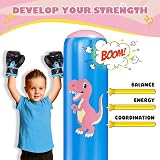 QPAU Inflatable Punching Bag 48 Inch Kids Boxing Set with Gloves Dinosaur view 2